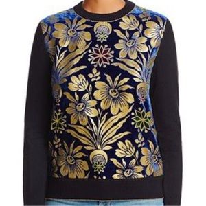 Tory Burch Hollis floral mixed media pullover size m